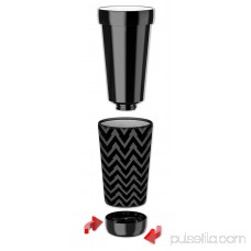 Mugzie 12-Ounce Low Ball Tumbler Drink Cup with Removable Insulated Wetsuit Cover - Black Chevron